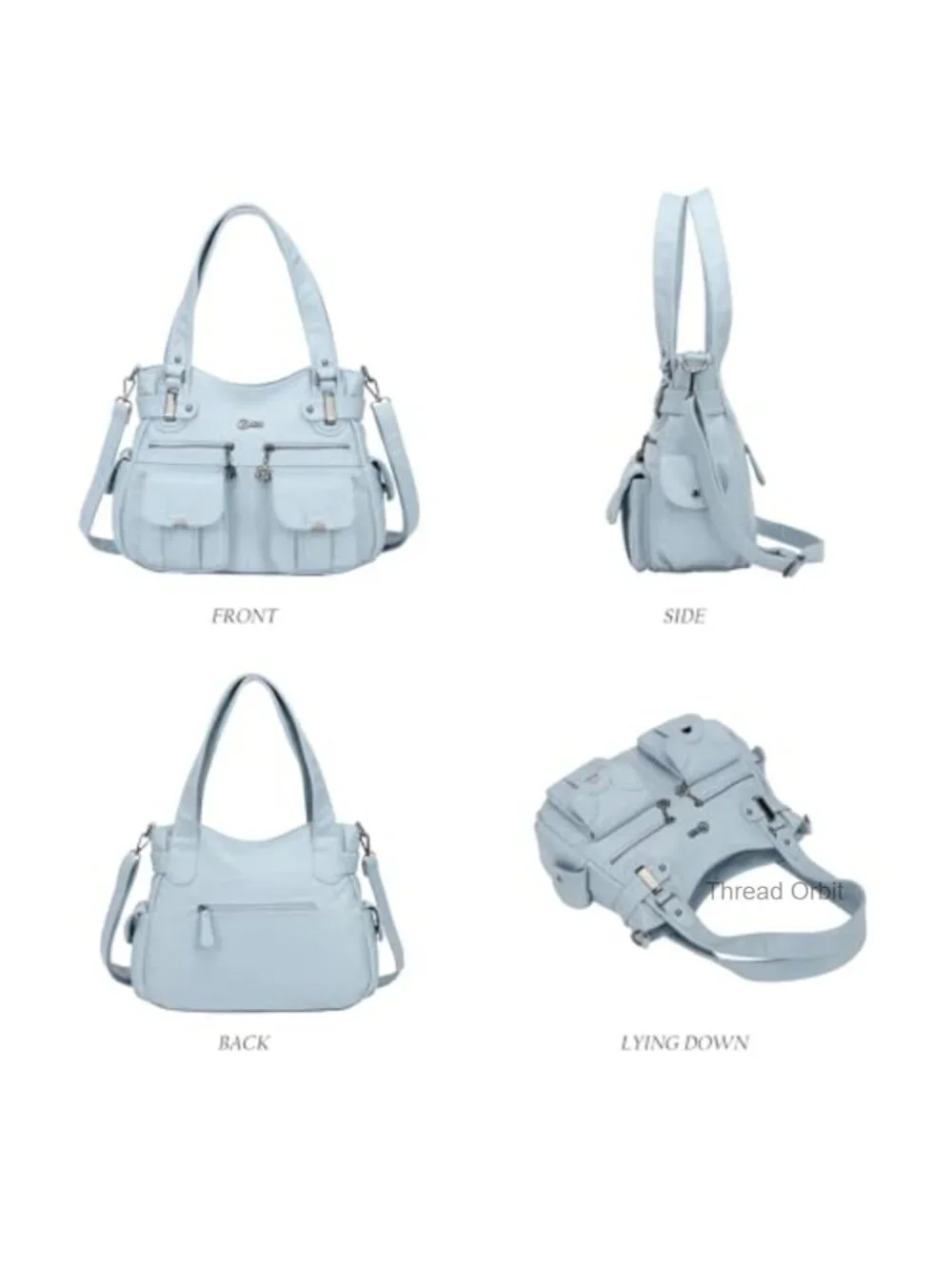 Large Hobo Tote PU Leather Multi-Pocket Shoulder Bag Water Resistant